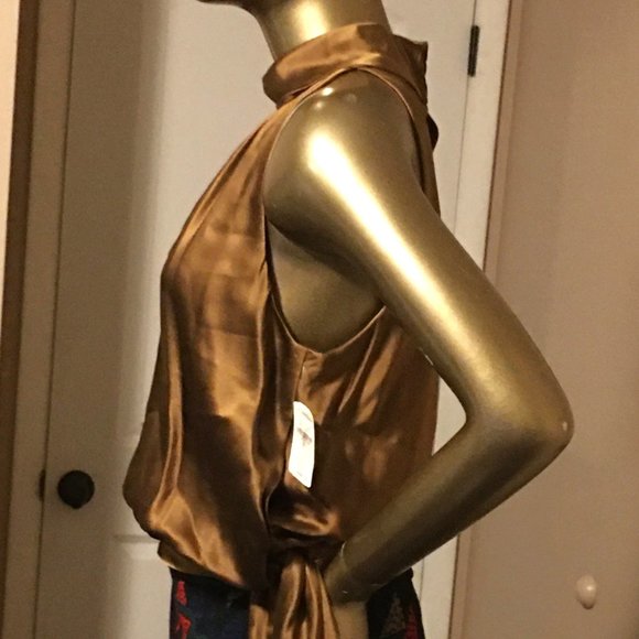 KAY UNGER New York 100% Silk High Neck Blouson Top  -  NEW WITH TAGS! - Picture 6 of 13